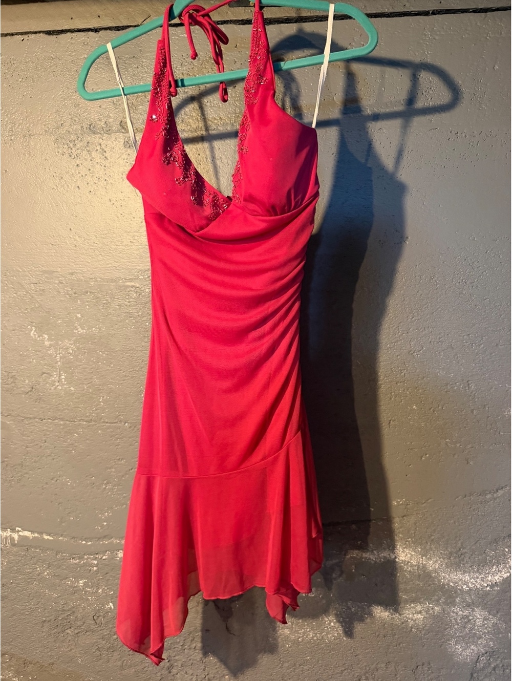 Roxbury Red Beaded Halter Dress Medium